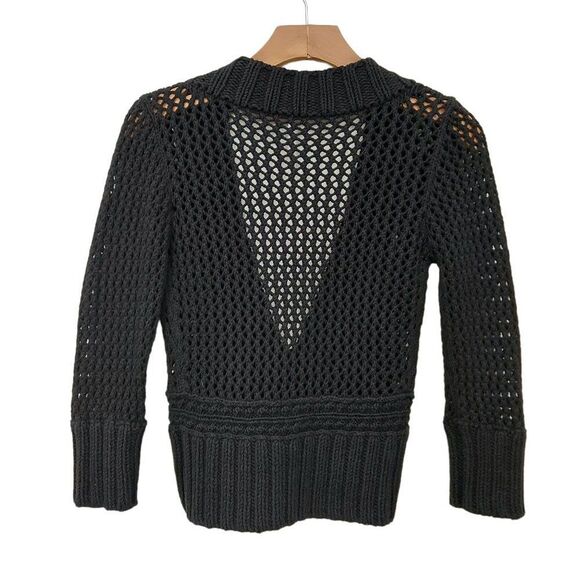 Free People Cardigan Sweater Womens XS Black 3/4 Sleeve Button Up Open Knit - Picture 2 of 10